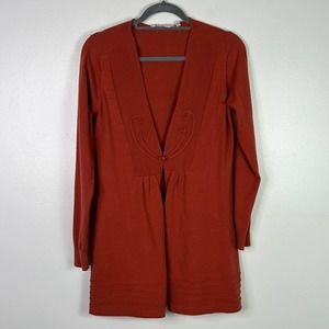 SOFT SURROUNDINGS Long Line Cardigan Sweater Burnt Orange Rust Womens Medium